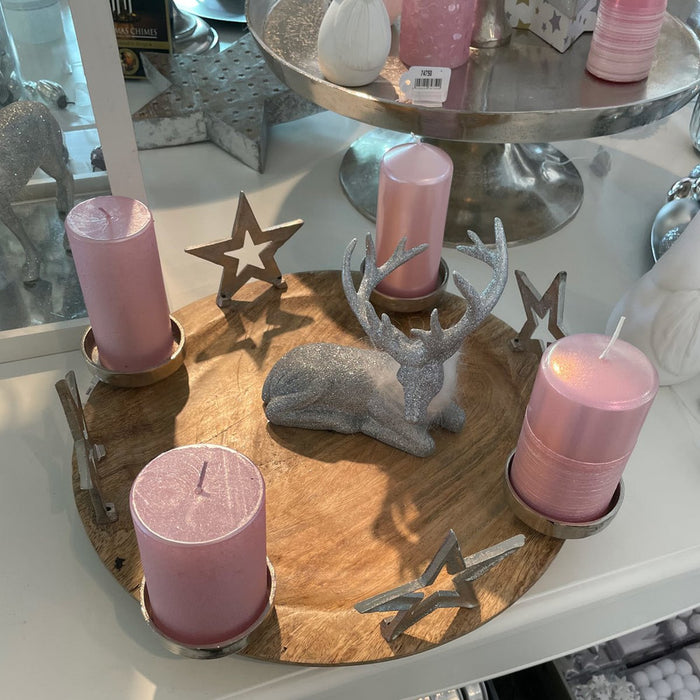 Riffelmacher Adventskerzenhalter "Runder Teller mit Sternen" 70338 | 38x13cm