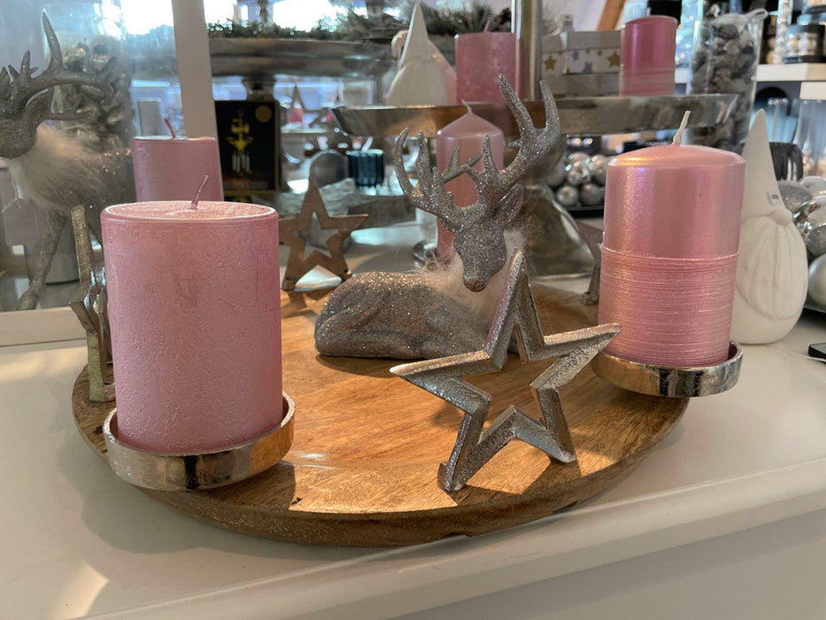 Riffelmacher Adventskerzenhalter "Runder Teller mit Sternen" 70338 | 38x13cm