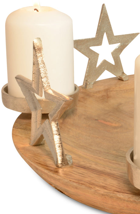 Riffelmacher Adventskerzenhalter "Runder Teller mit Sternen" 70338 | 38x13cm