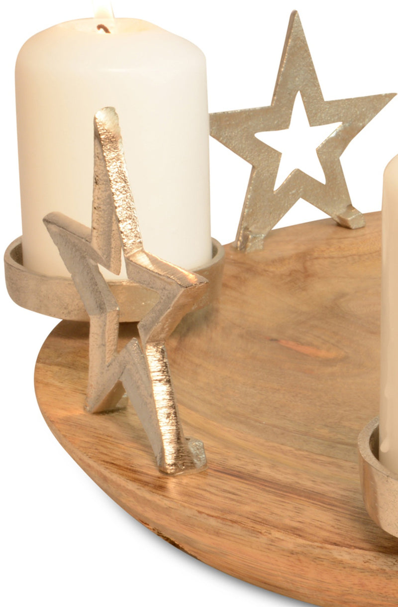 Riffelmacher Adventskerzenhalter "Runder Teller mit Sternen" 70338 | 38x13cm