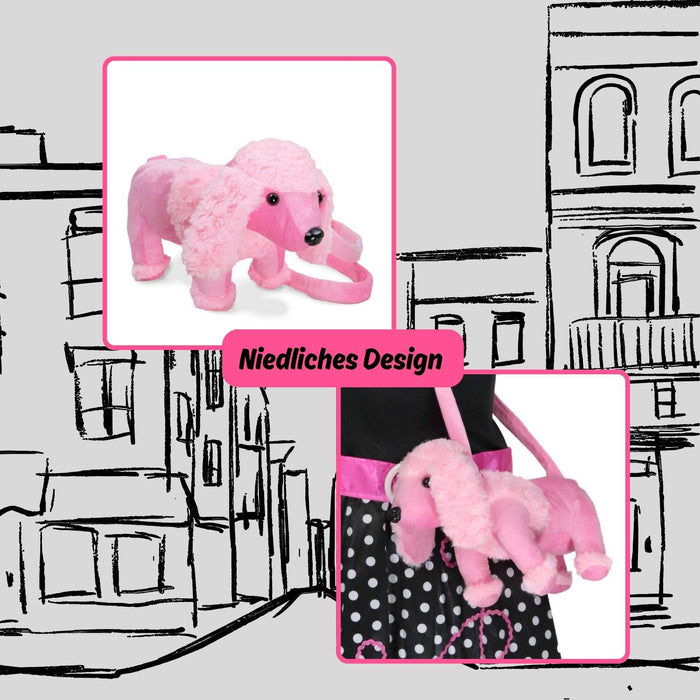 Kuschelige Pudel Handtasche | 32 x 19 x 10 cm - Rosa