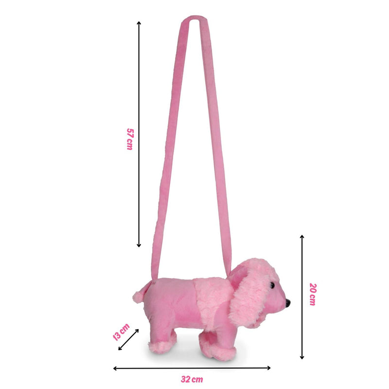 Kuschelige Pudel Handtasche | 32 x 19 x 10 cm - Rosa
