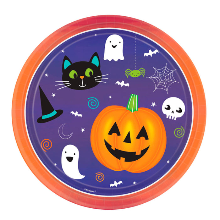 Pappteller "Happy Halloween" Orange | Ø22,8cm/8Stk.
