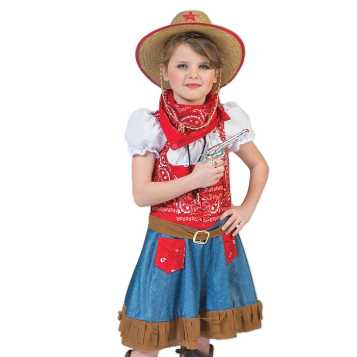 Cowgirl Kostüm "Arizona" für Mädchen | Blau Rot - Kinder Cowboykostüm