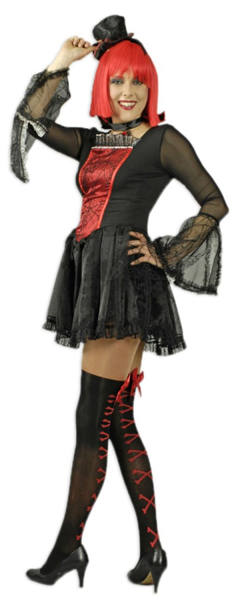 Vampirkostüm Aroha für Damen - Kleid Kragen und Minihut