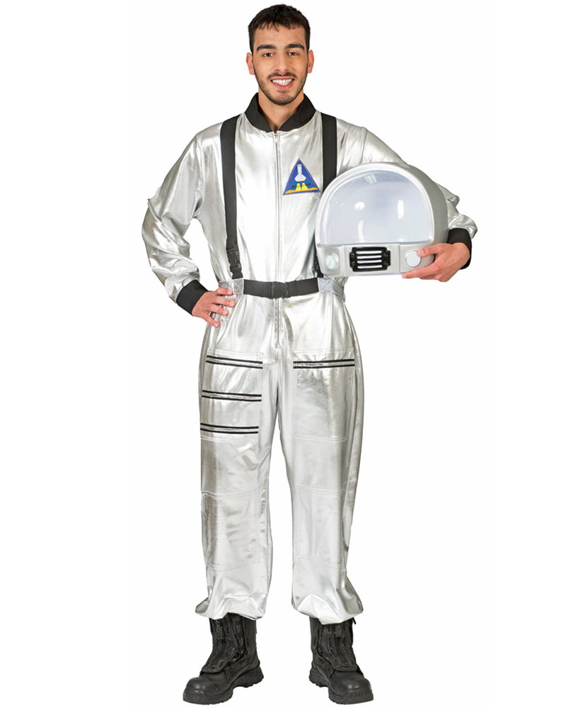 Astronauten Kostüm "Tobias" für Erwachsene | Silber Metallic