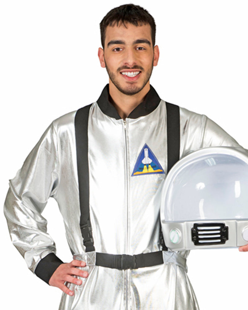 Astronauten Kostüm "Tobias" für Erwachsene | Silber Metallic