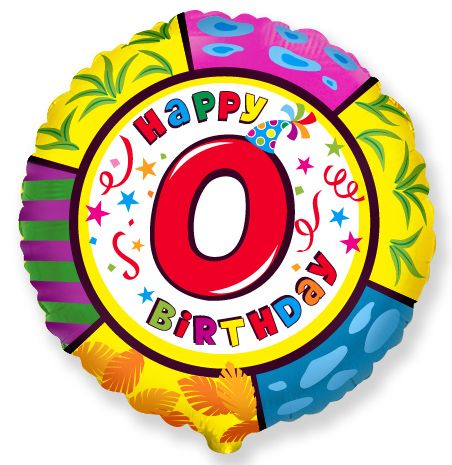 18" Folienballon "Happy Birthday" Ø45 cm | Zahl 0