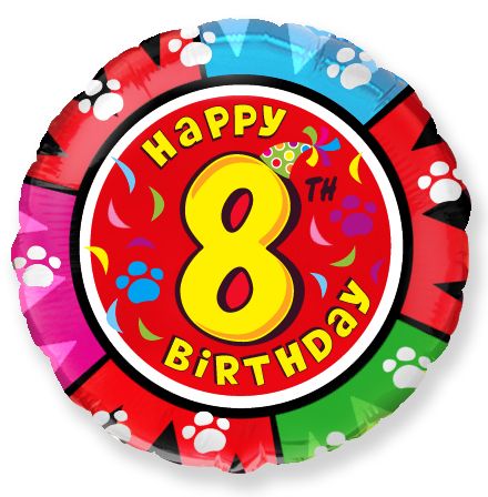18" Folienballon "Happy Birthday" Ø45 cm | Zahl 8