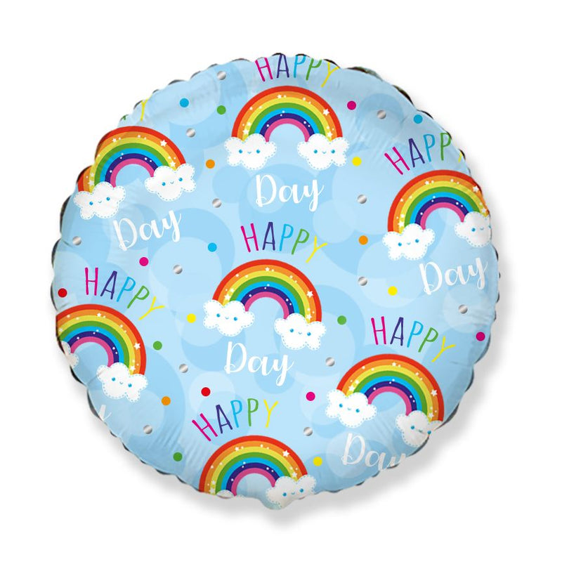 18" Folienballon "Happy Day Rainbow" Ø45 cm | Blau