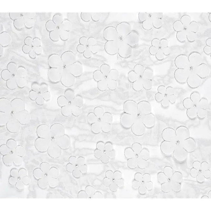 Tischläufer "Blumen" 26 cm x 500 cm | Weiß
