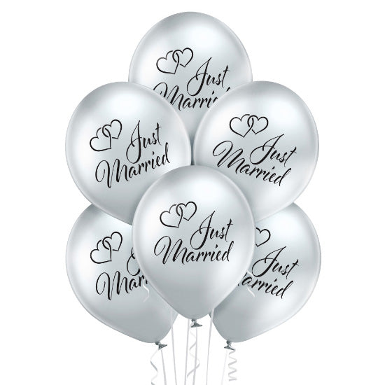 Luftballon Ø30cm "Just Married" | 6 Stk. - Glossy