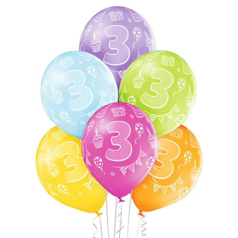 Luftballon Ø30cm Geburtstag #3 | 6 Stk. Bunt