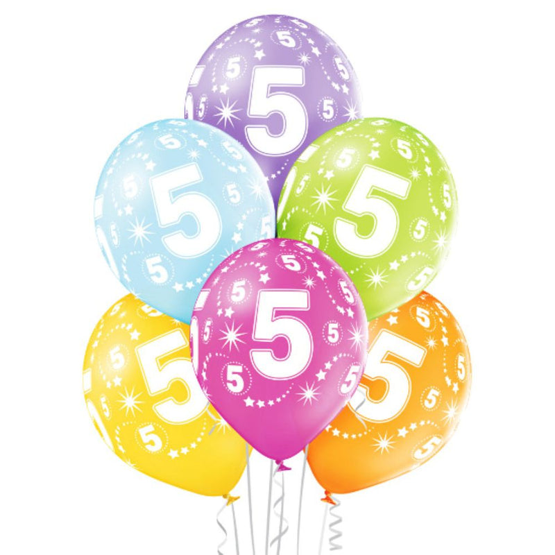 Luftballon Ø30cm Geburtstag #5 | 6 Stk. Bunt