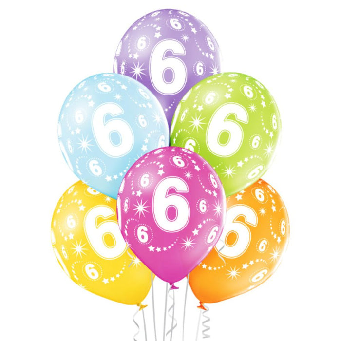 Luftballon Ø30cm Geburtstag #6 | 6 Stk. Bunt