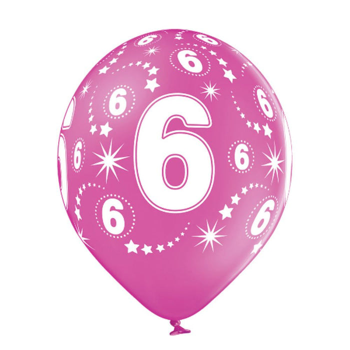Luftballon Ø30cm Geburtstag #6 | 6 Stk. Bunt