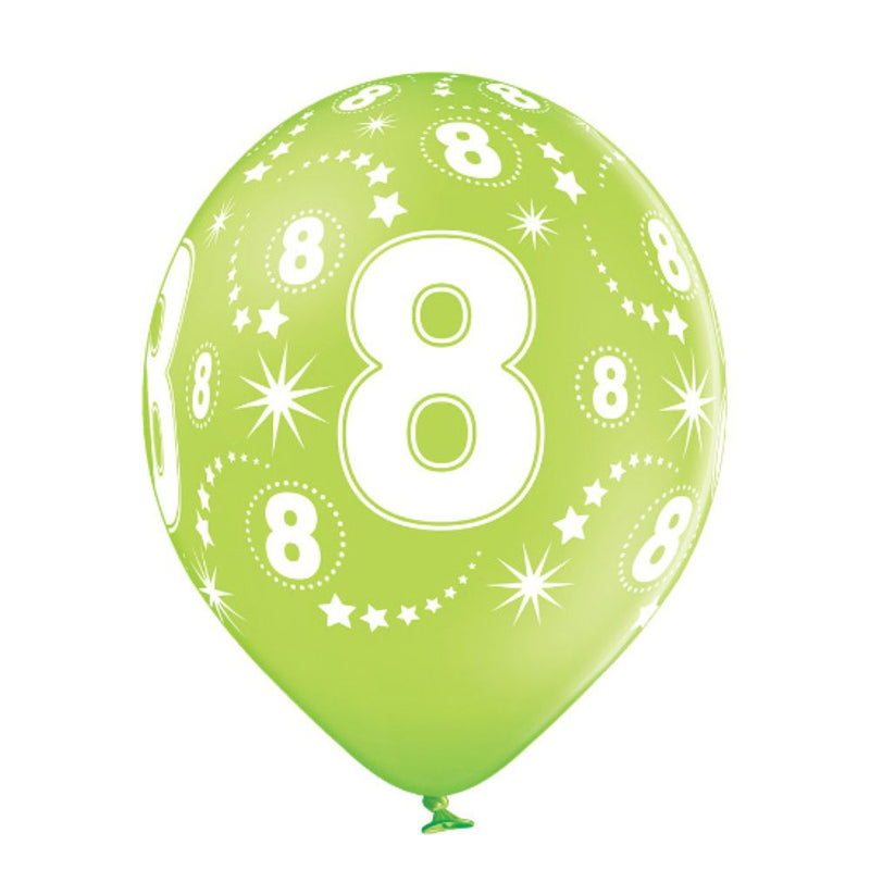 Luftballon Ø30cm Geburtstag #8 | 6 Stk. Bunt