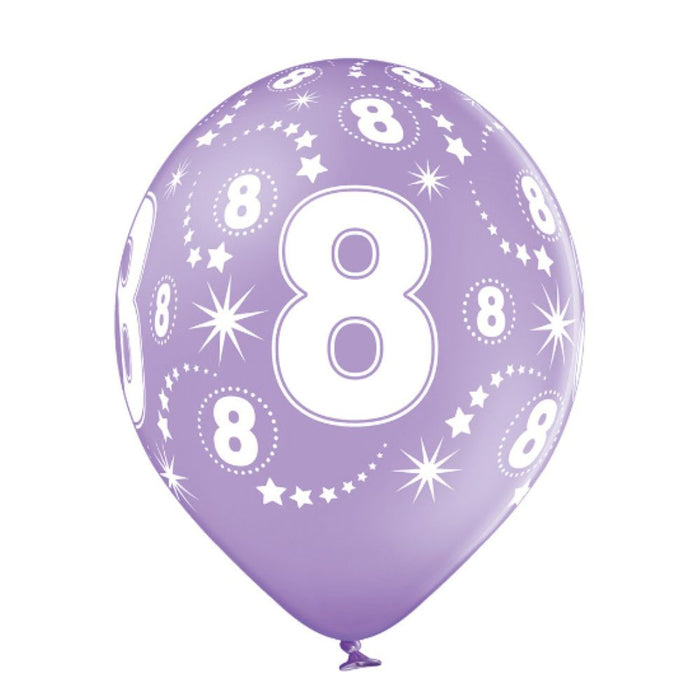 Luftballon Ø30cm Geburtstag #8 | 6 Stk. Bunt