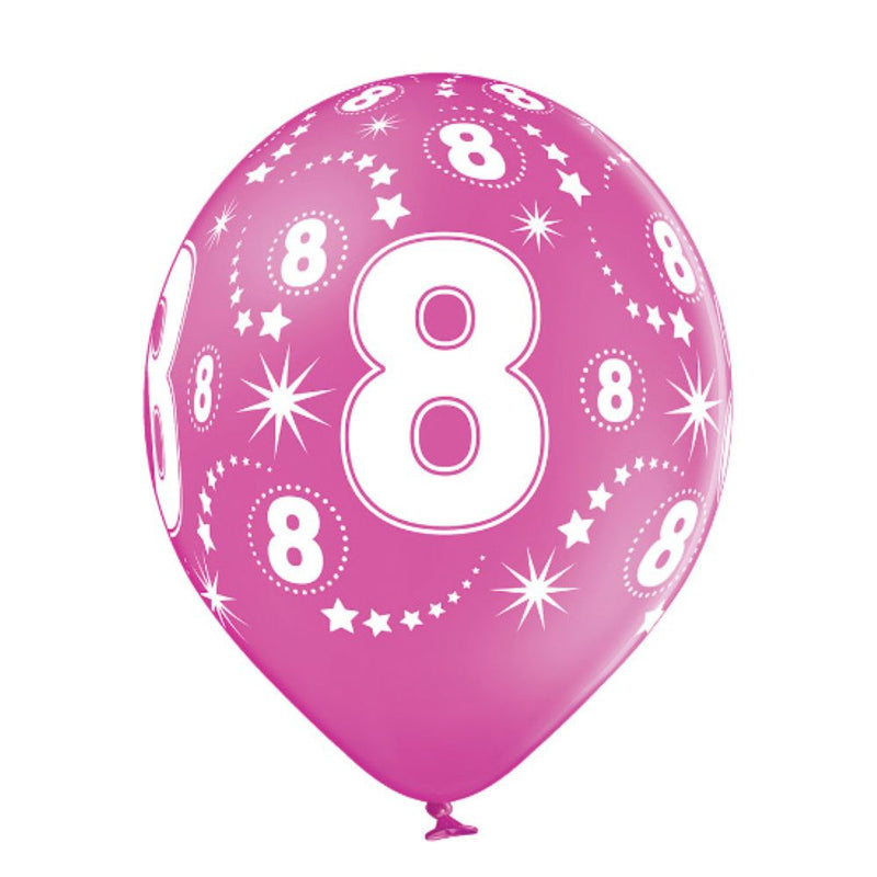 Luftballon Ø30cm Geburtstag #8 | 6 Stk. Bunt