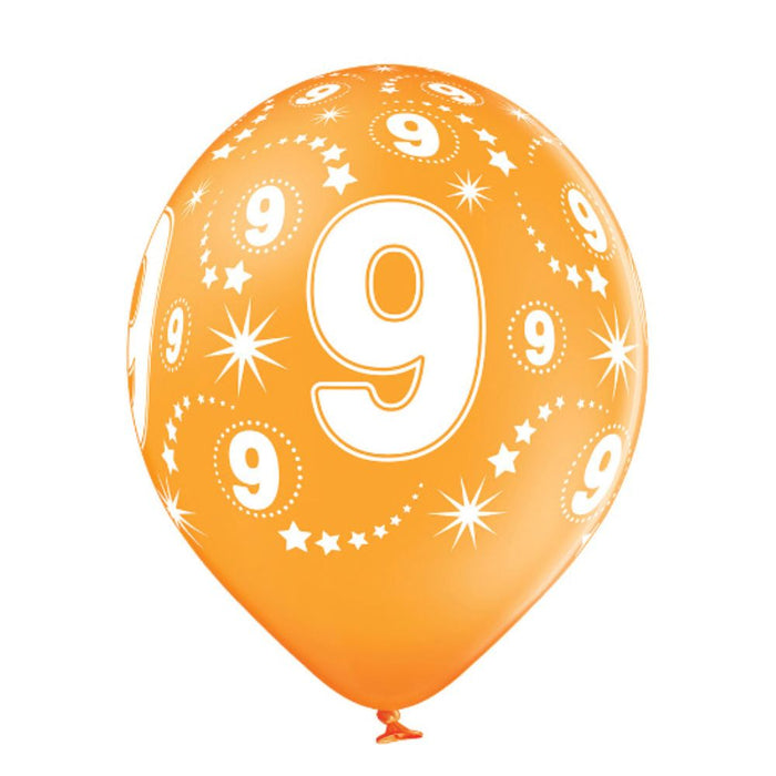 Luftballon Ø30cm Geburtstag #9 | 6 Stk. Bunt