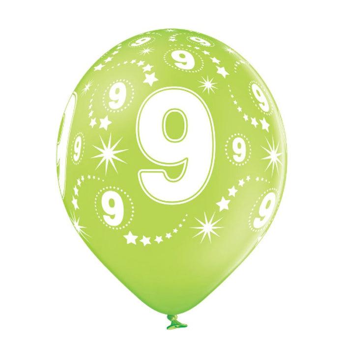 Luftballon Ø30cm Geburtstag #9 | 6 Stk. Bunt