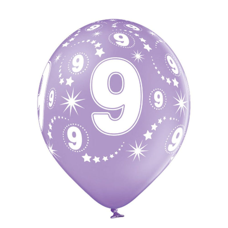 Luftballon Ø30cm Geburtstag #9 | 6 Stk. Bunt