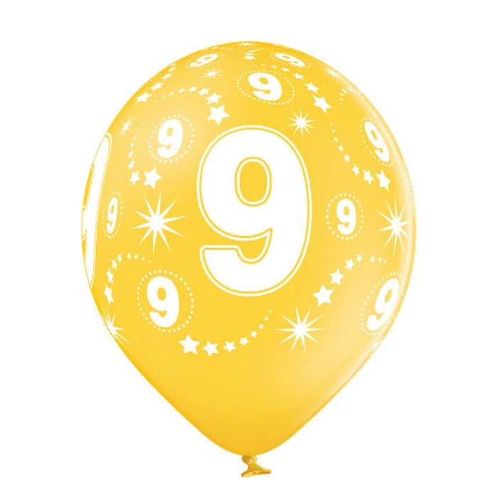 Luftballon Ø30cm Geburtstag #9 | 6 Stk. Bunt