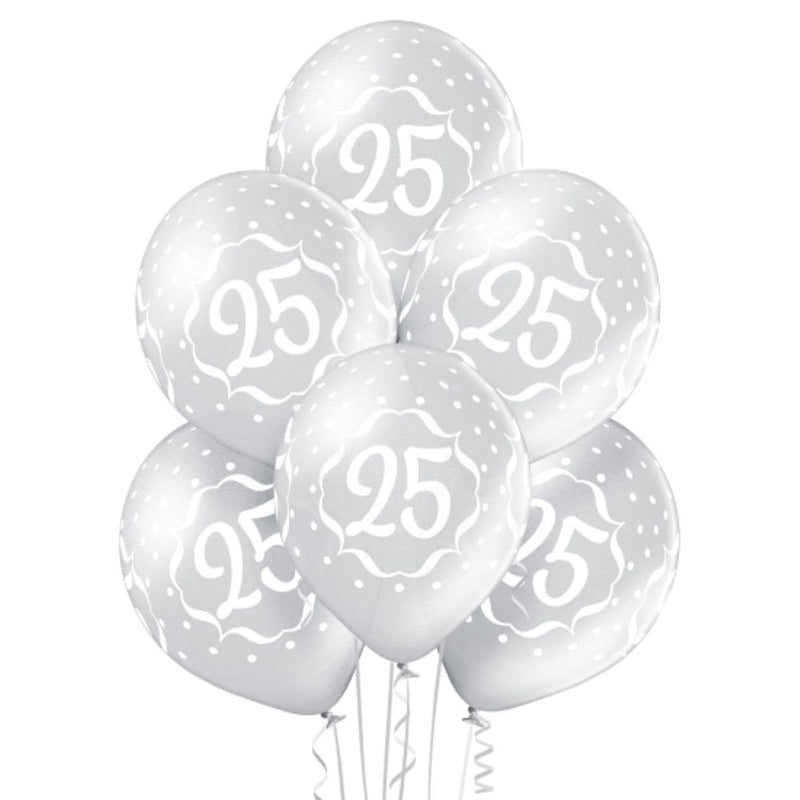 Luftballon Ø30cm Silberhochzeit #25 | 6 Stk.