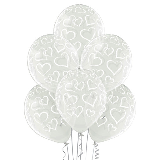 Luftballon Ø30cm "Herzen" | 6 Stk. - Clear