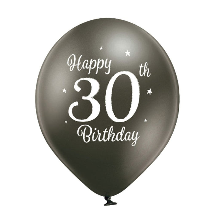 Luftballon Ø30cm Happy 30th Birthday | 6 Stk.