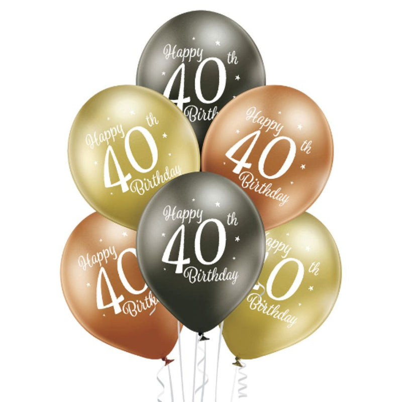 Luftballon Ø30cm Happy 40th Birthday | 6 Stk.