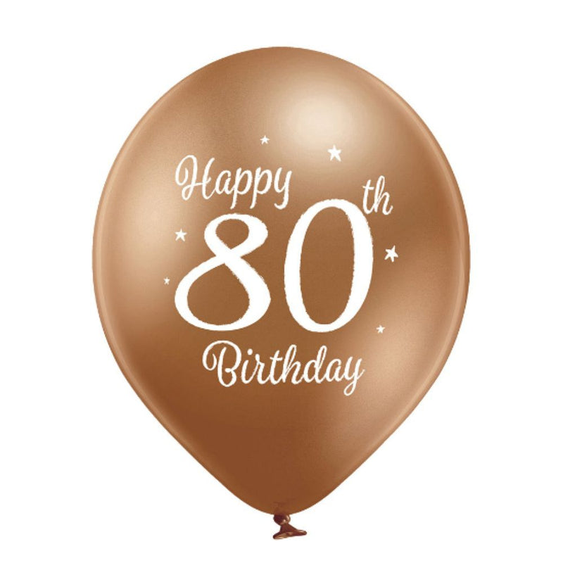 Luftballon Ø30cm Happy 80th Birthday | 6 Stk.