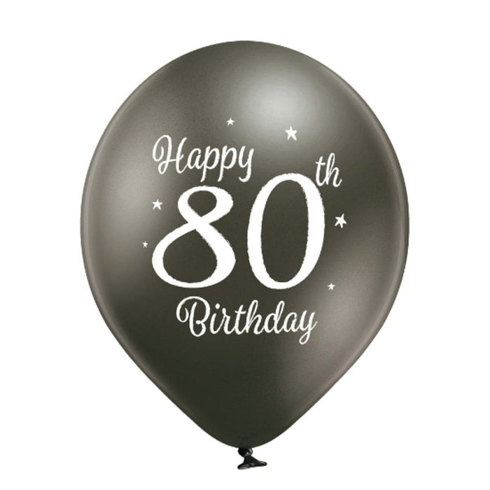 Luftballon Ø30cm Happy 80th Birthday | 6 Stk.