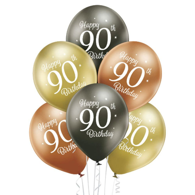 Luftballon Ø30cm Happy 90th Birthday | 6 Stk.