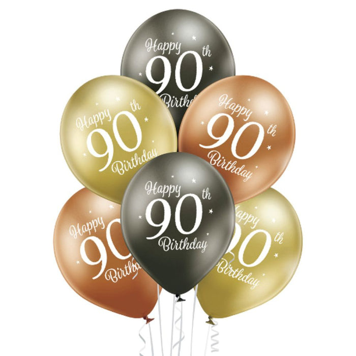 Luftballon Ø30cm Happy 90th Birthday | 6 Stk.
