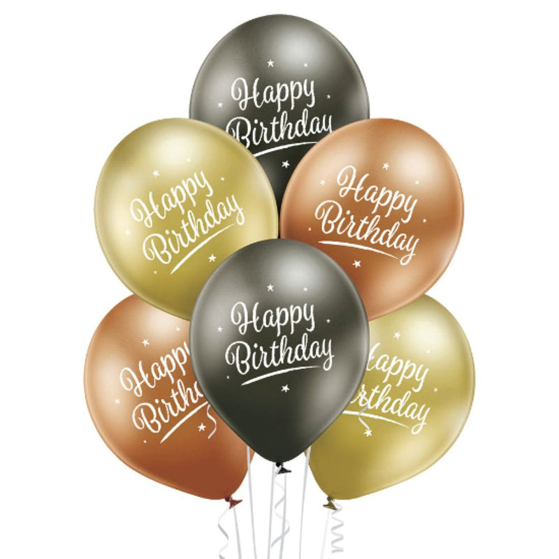 Luftballon Ø30cm Happy Birthday | 6 Stk.