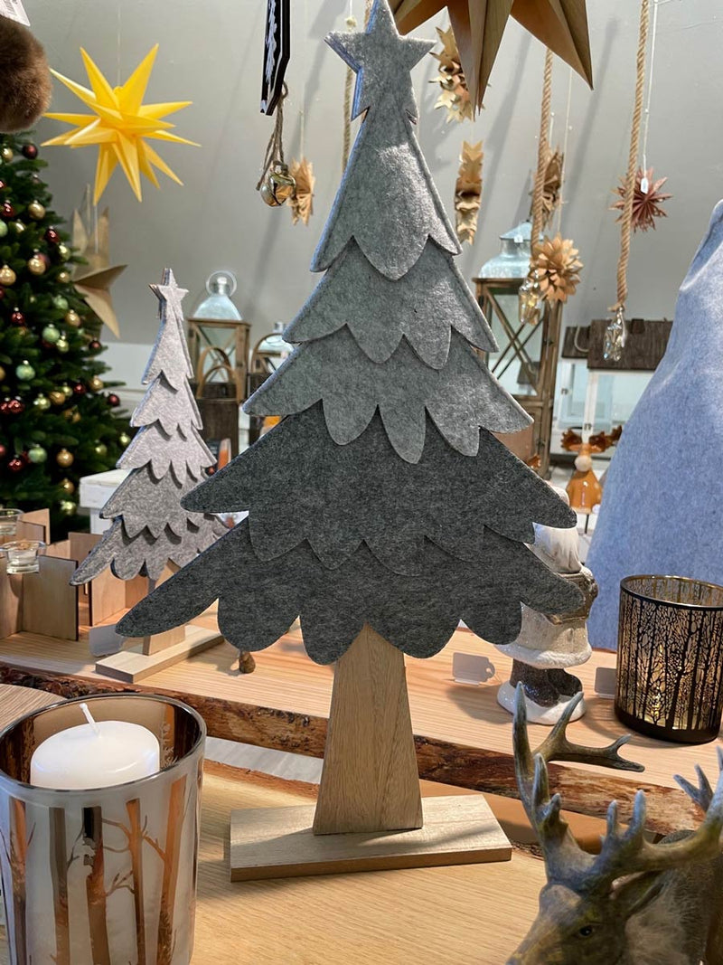 Deko Holz Tannenbaum 40 x 22 cm Grau | 12168 - Advent Weihnachtsdekoration