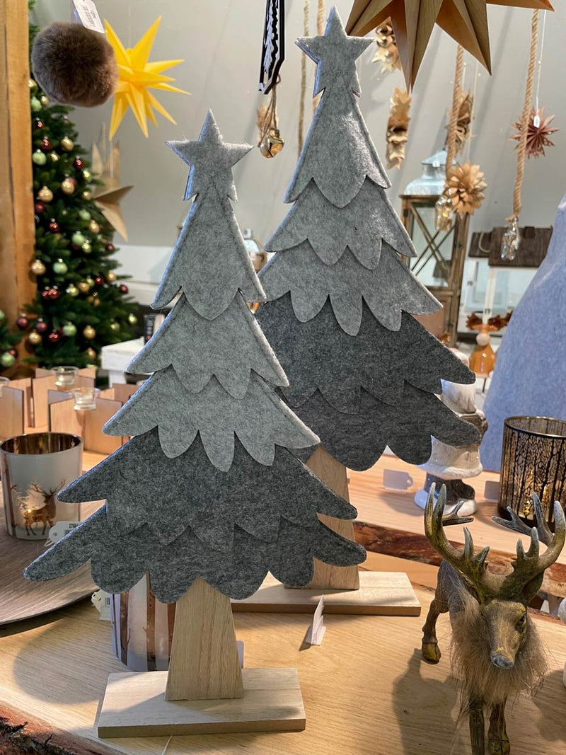 Deko Holz Tannenbaum 40 x 22 cm Grau | 12168 - Advent Weihnachtsdekoration