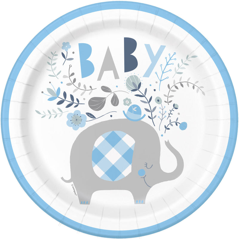Pappteller "Baby Hellblau" | Ø21,9 cm 8 Stück Babyparty Dekoration für Jungs