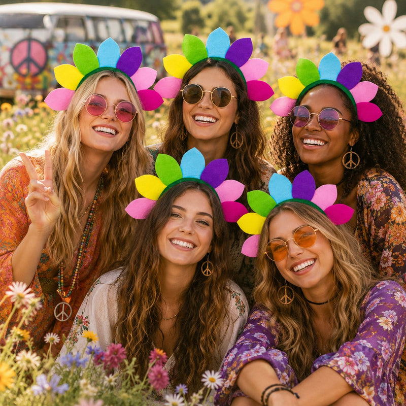 Haarreif mit bunten Blüten zum Blumen Kostüm | Regenbogen