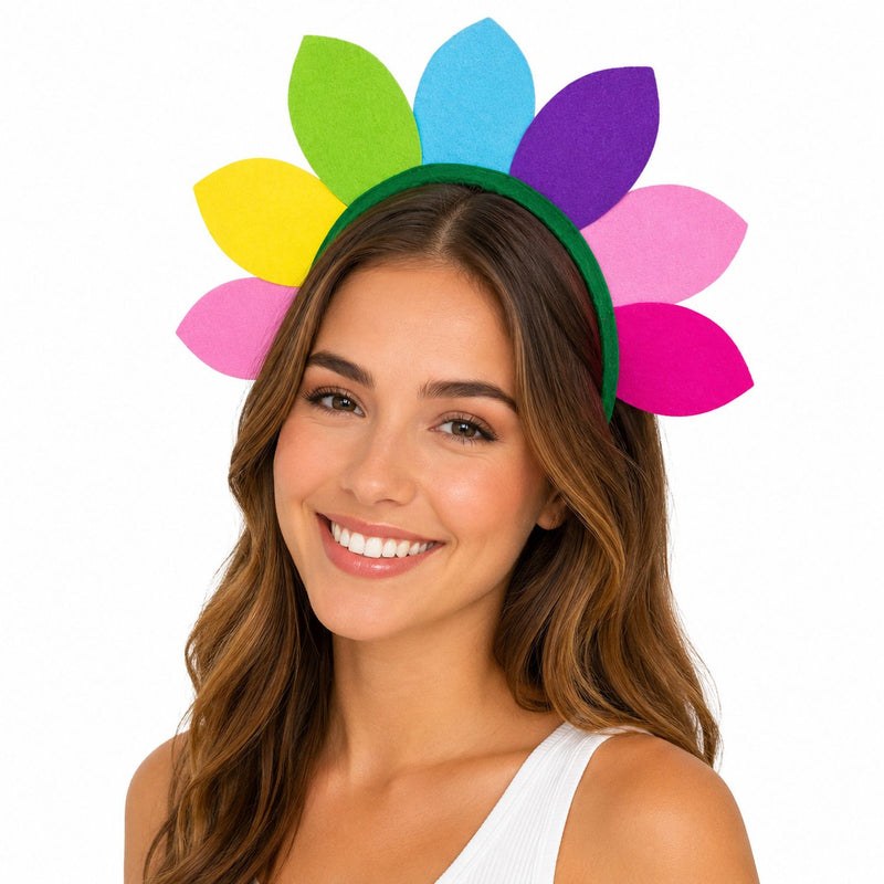 Haarreif mit bunten Blüten zum Blumen Kostüm | Regenbogen