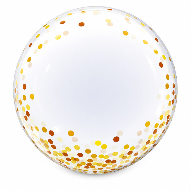 Bubble Ballon Ø 61 cm 24" | 1 Stk. Transparent Gold Confetti Dots
