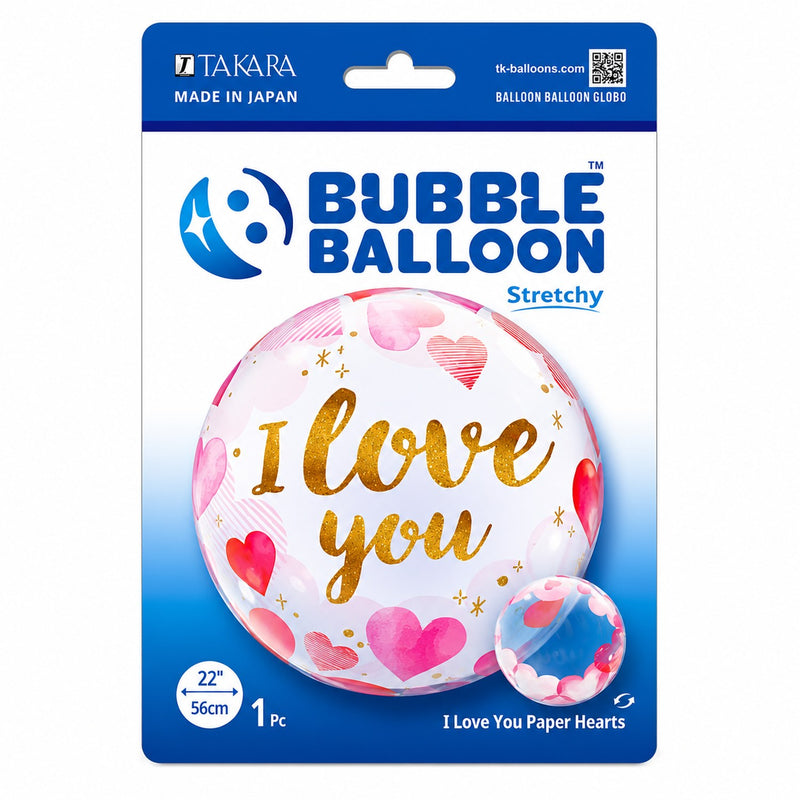 Bubble Ballon Ø 56 cm 22" | 1 Stk. Transparent I love you Herzen