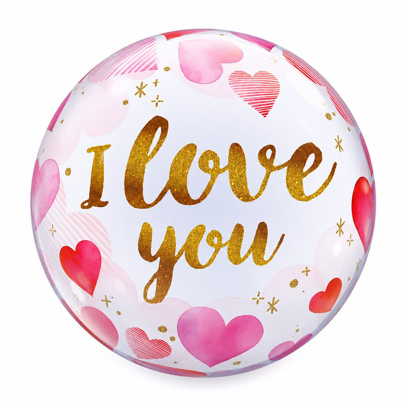 Bubble Ballon Ø 56 cm 22" | 1 Stk. Transparent I love you Herzen