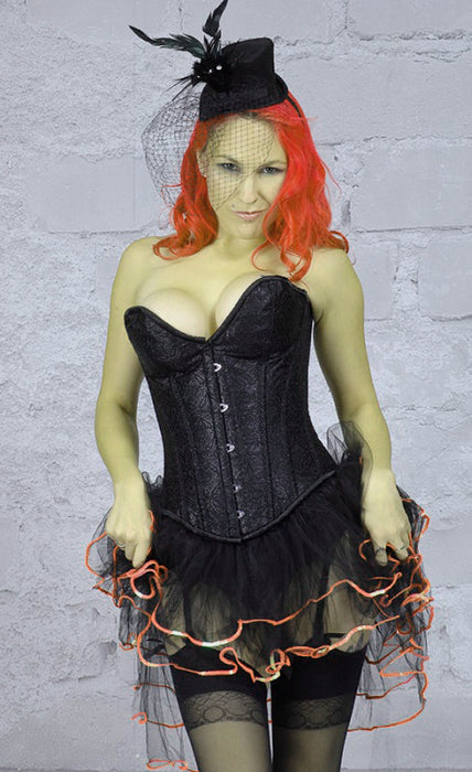 Burlesque Volant Rock mit Pailletten - Schwarz Rosa | Minirock Karneval Cosplay