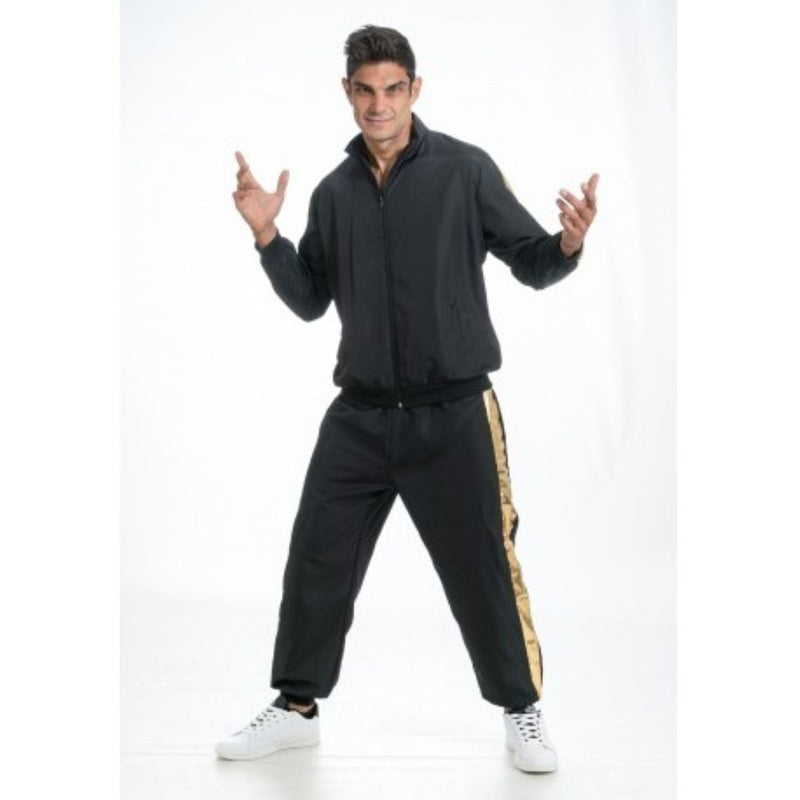 Hip-Hop Kostüm für Herren 2-teilig | Anzug Schwarz/Gold