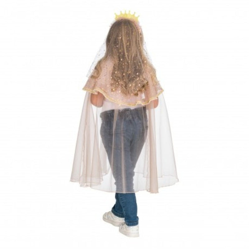 Prinzessin Glitzer Umhang mit Kronen-Haarband | Rosa