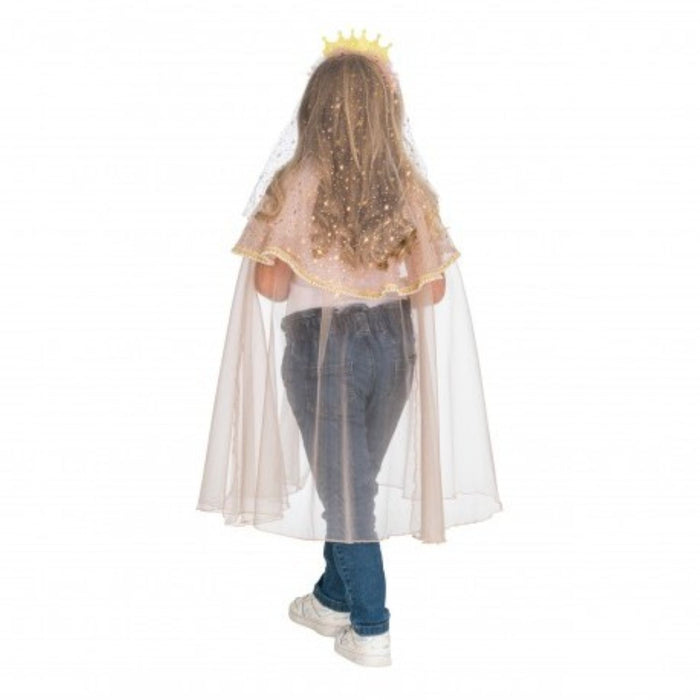 Prinzessin Glitzer Umhang mit Kronen-Haarband | Rosa