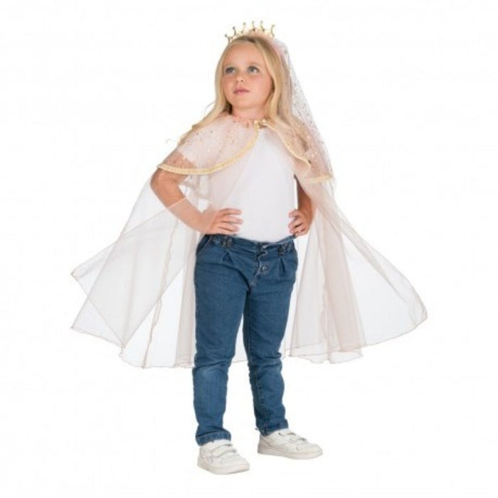 Prinzessin Glitzer Umhang mit Kronen-Haarband | Rosa