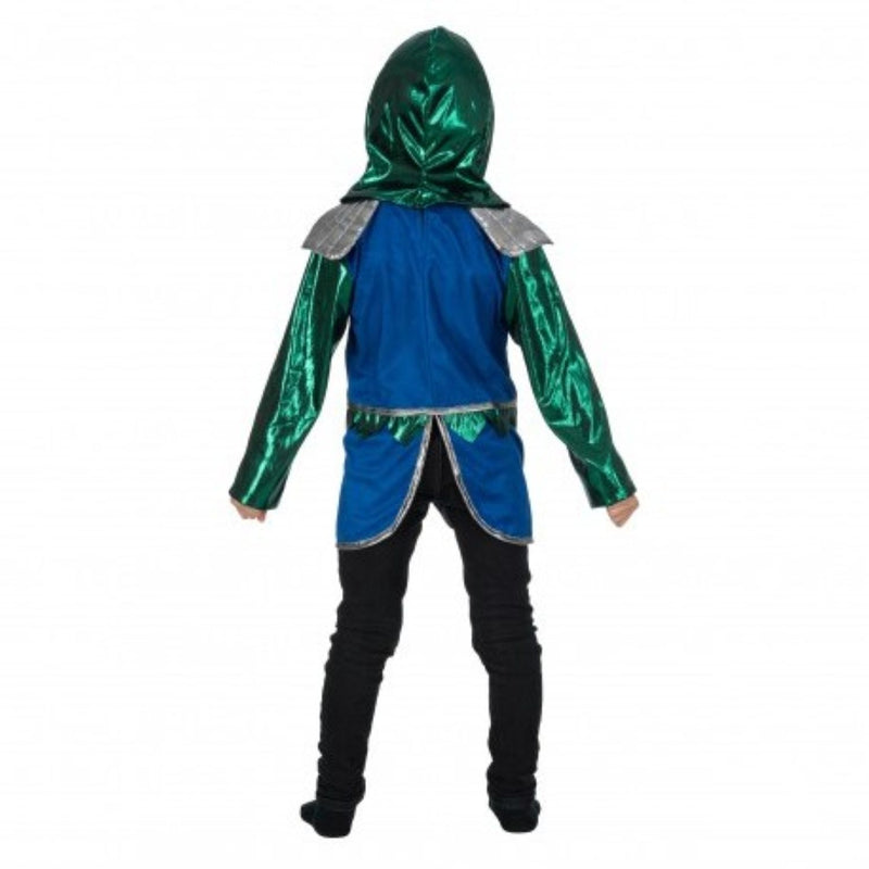 Ritter Kostüm "Drache" für Jungen 2-teilig | Oberteil und Kapuze Blau